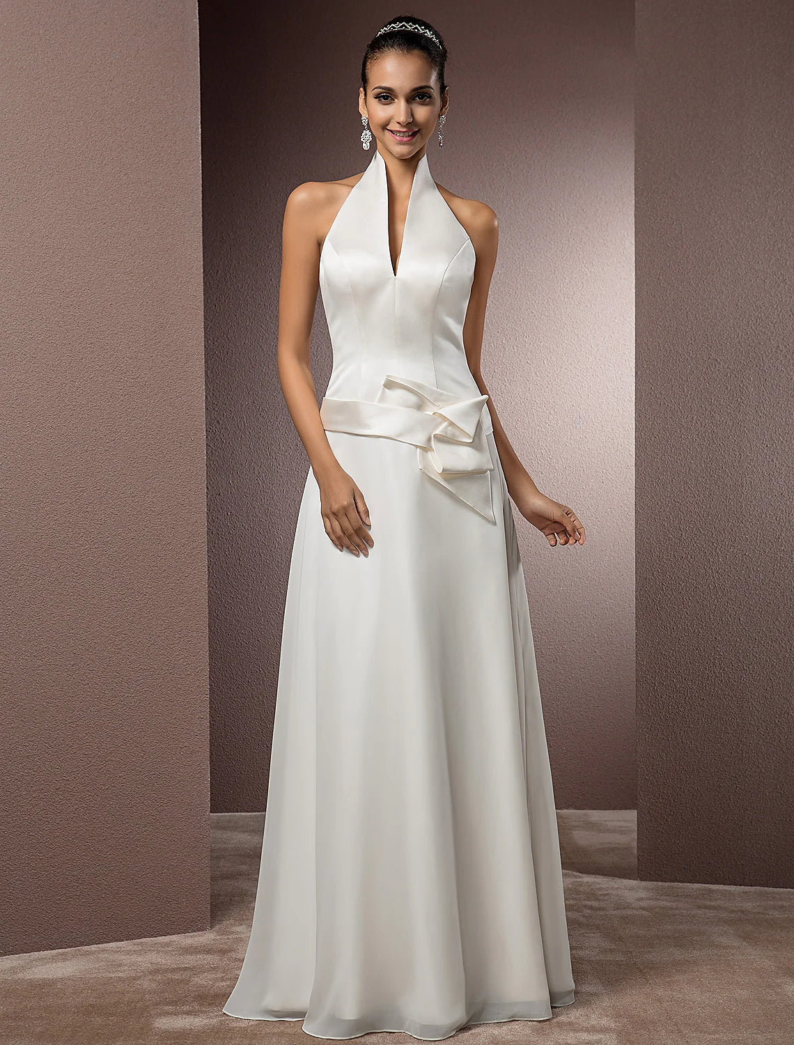 Style Beyond Borders Open Back Wedding Dresses Floor Length Regular Straps Chiffon With Sash