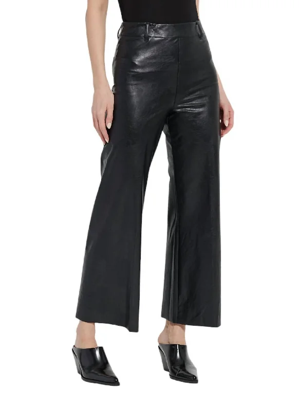 Runway Inspired Wear High Waist Vegan Leather Wide Leg Pants In Kohl Black