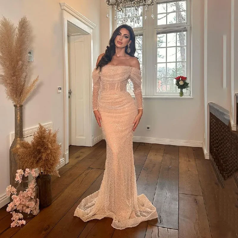 Bid Farewell To The Old Season Glitter Princess Wedding Dresses Off The Shoulder Sparkly Sleeveless Bridal Gowns A-Line Dubai Pageant Long Bride Dress