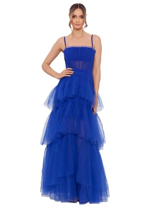 Graceful Fashion 4 - betsy & adam royal blue tiered ruffle corseted gown