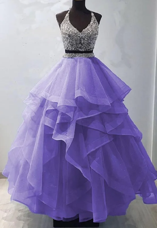 Evening Elegance Two pieces tulle beads long prom gown evening dress M763