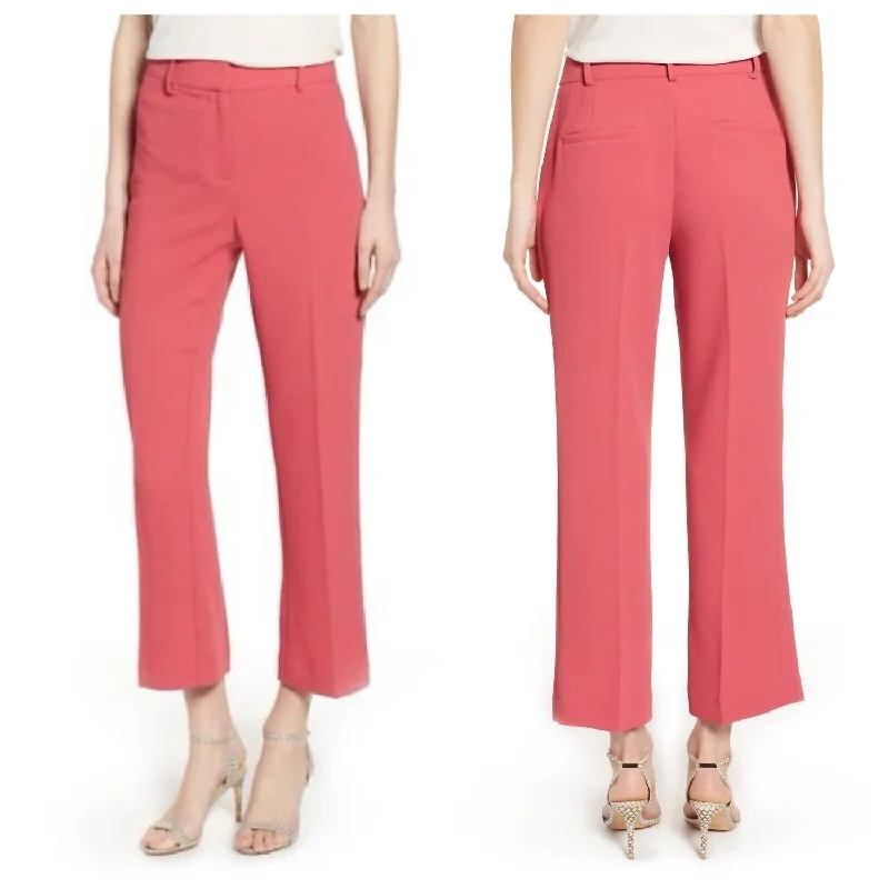 Trend Driven Wardrobe Crepe Kick Flare Ankle Coral Poppy Cropped Pants In Orange