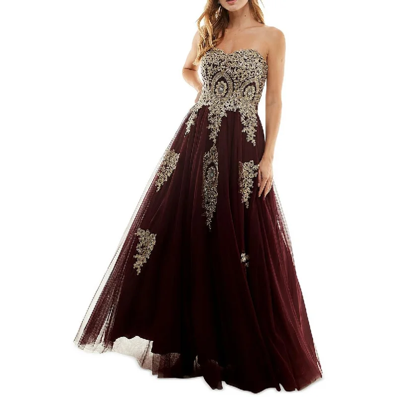 Ride The Style Wave TLC Say Yes To The Prom Womens Juniors Sleeveless Embellished Evening Dress