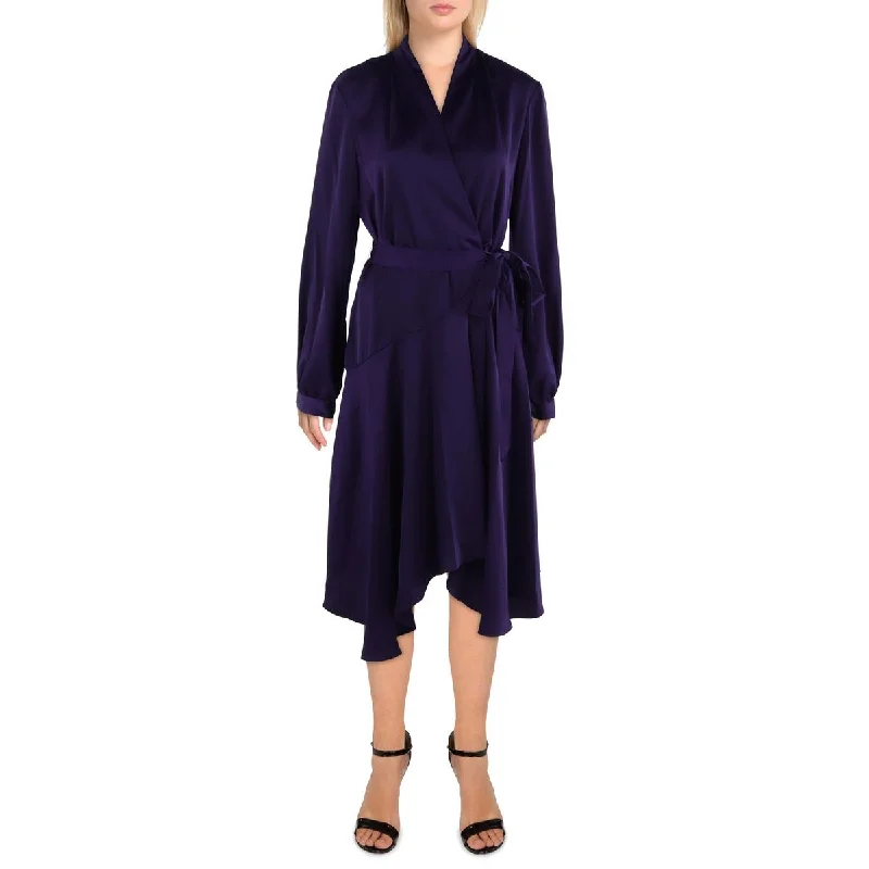 Durable Fashion Picks Gabby Skye Womens Satin Knee-Length Wrap Dress