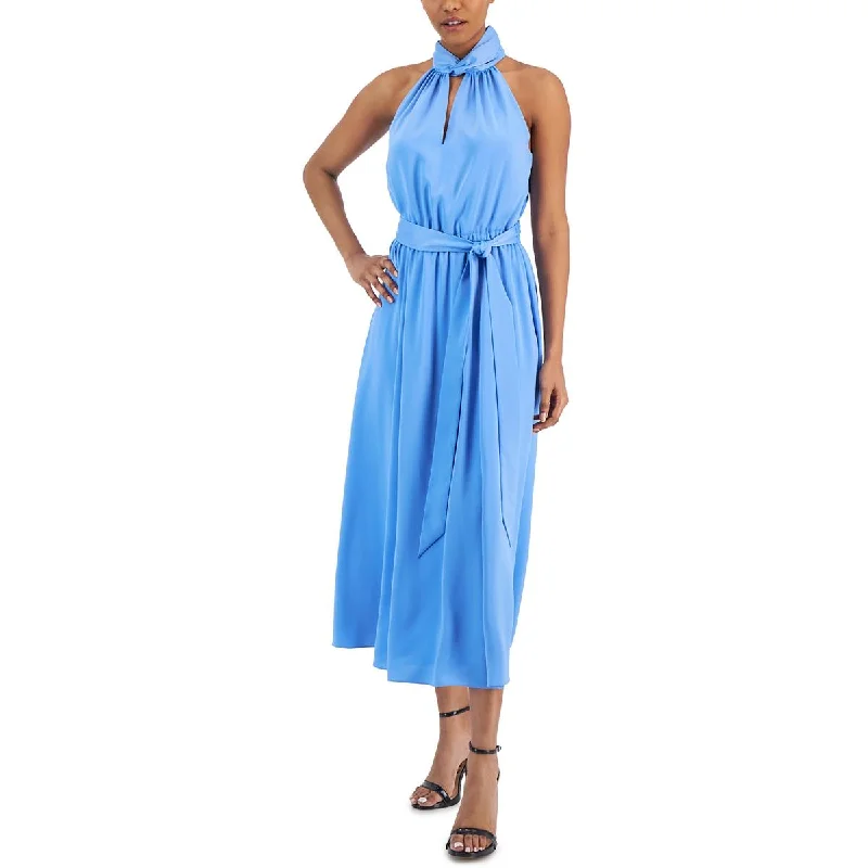 Dive Into Trendy Women's Fashion Anne Klein Womens Satin Halter Midi Dress