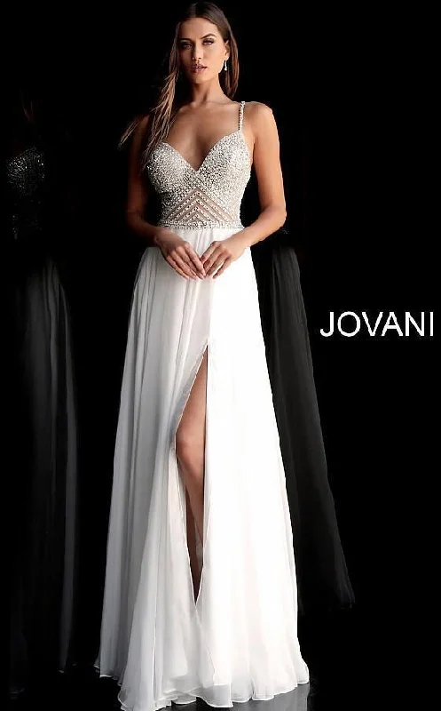 Disco - Inspired Retro Dance Look Jovani 66925 High Slit Prom Long Dress