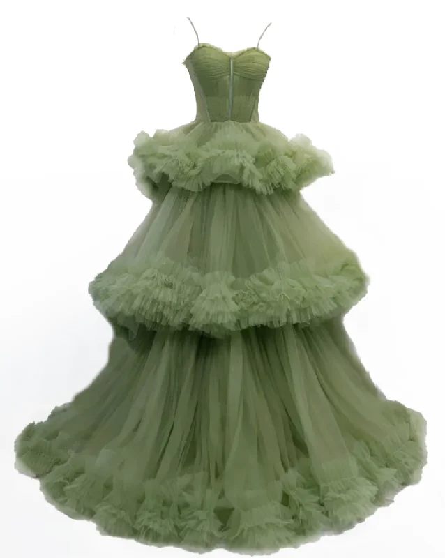 Lighten Up With Nordic Styles 6 - ssb green tiered ruffle tulle gown