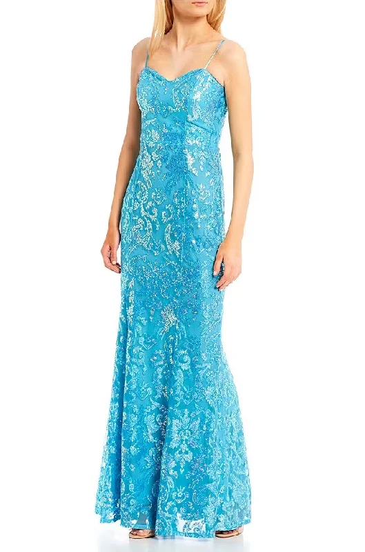 High End Women's Wear 9 - city vibe turquoise patterned sequin gown