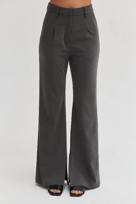 Style Streetwear Gabrille Brushed Trousers In Charcoal