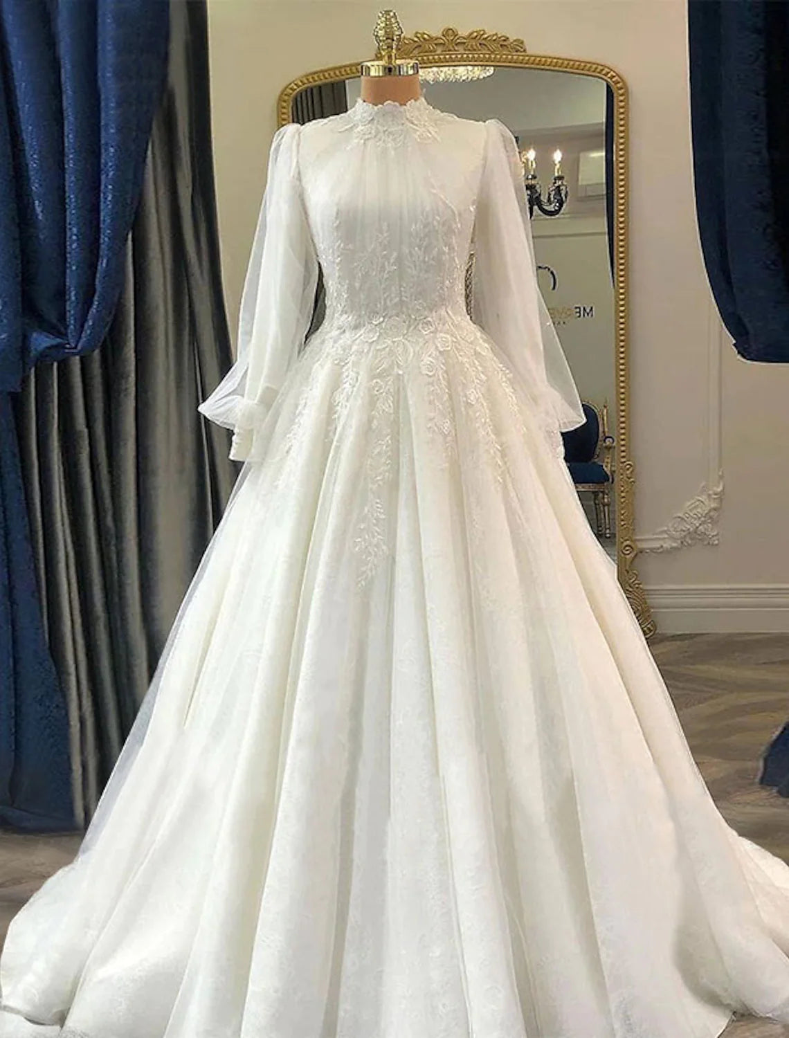 Trend Driven Wardrobe Engagement Vintage Formal Wedding Dresses Princess Long Sleeve High Neck Lace Pleats Appliques