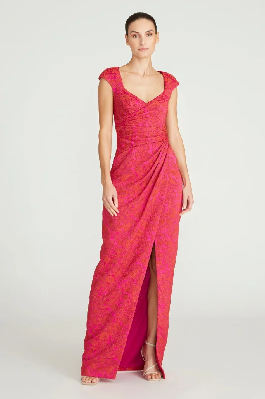 Fashion Sale 0 - theia red & pink cap sleeve gown