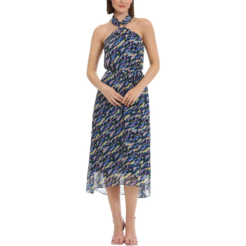 Trendsetting Threads Donna Morgan Womens Printed Sleeveless Halter Dress