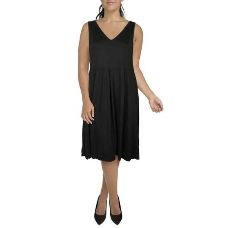 Everyday Wear 24seven Comfort Apparel Womens Plus Knit Sleeveless Fit & Flare Dress