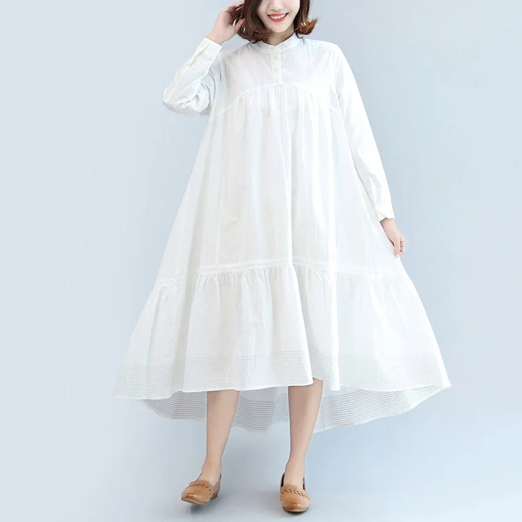 Limited Quantities new fall white casual cotton  plus size women dress long sleeve maxi dress