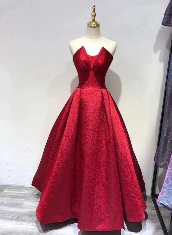 Elegant Fashion Dark Red Satin Floor Length Party Gown, Prom Dress  Elegant Evening Dress gh587