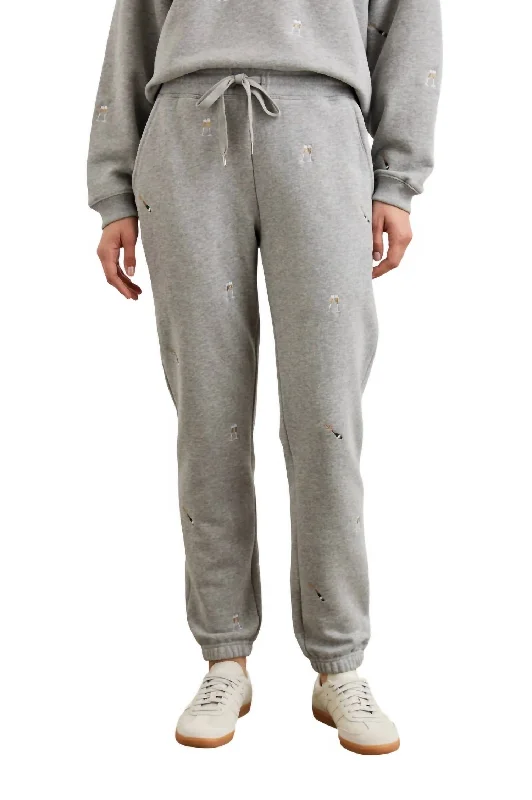 Stylish Statements Kingston Sweatpant In Champagne Embroidery