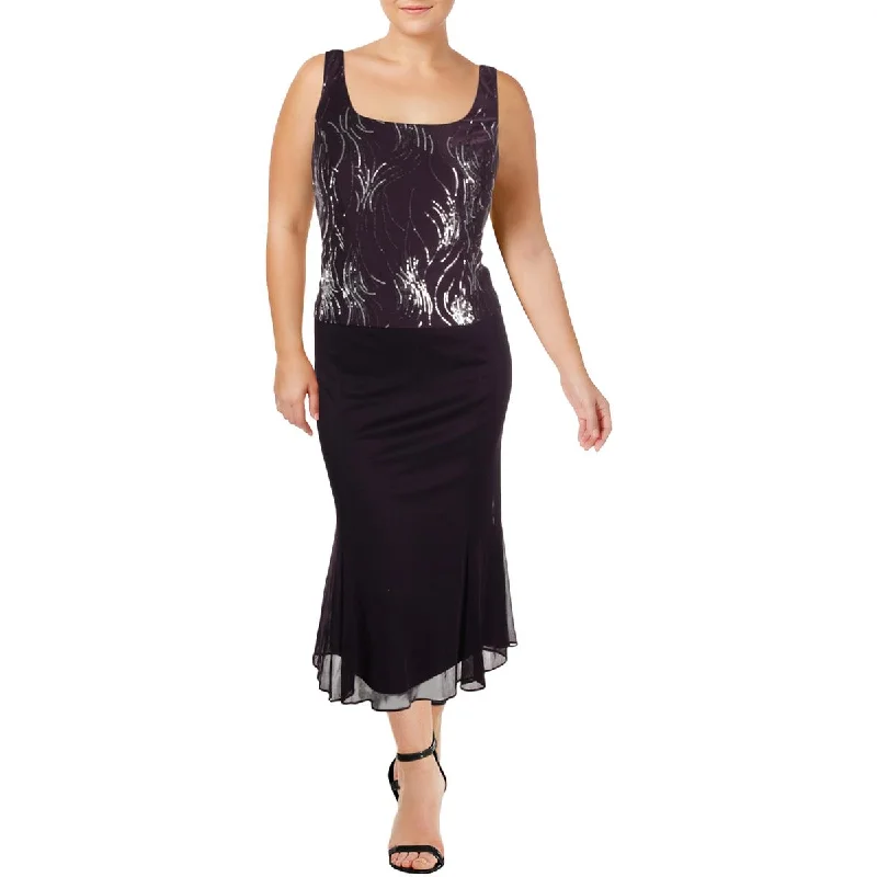 Chic Trend Collection Alex Evenings Womens Plus Sequined Sleeveless Cocktail Dress