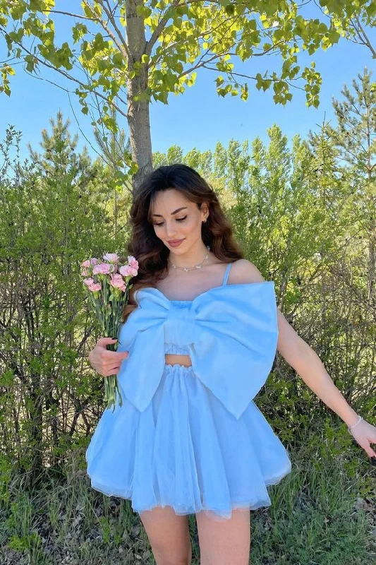 Trendy Urban Attire Blue Dreamy Bow Set | Fluffy Dress | Puff Dress | After Party Dress | Wedding Dress | Cottagecore Dress