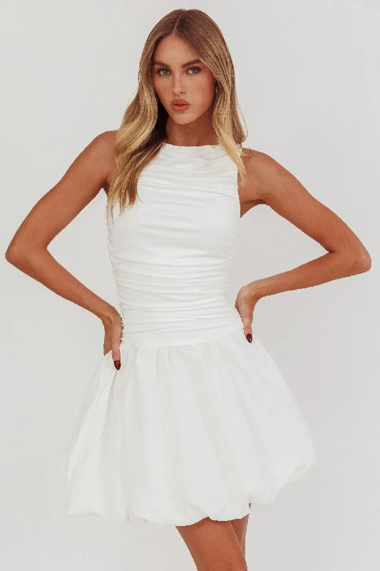 Sleek Design Dalayla Sleeveless Balloon Skirt Mini Dress White