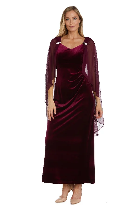 Stylish Looks R&M Richards 2668P Long Formal Petite Cape Dress