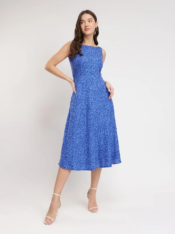 Daily Deals Abstract Print Midi Dress - Blue