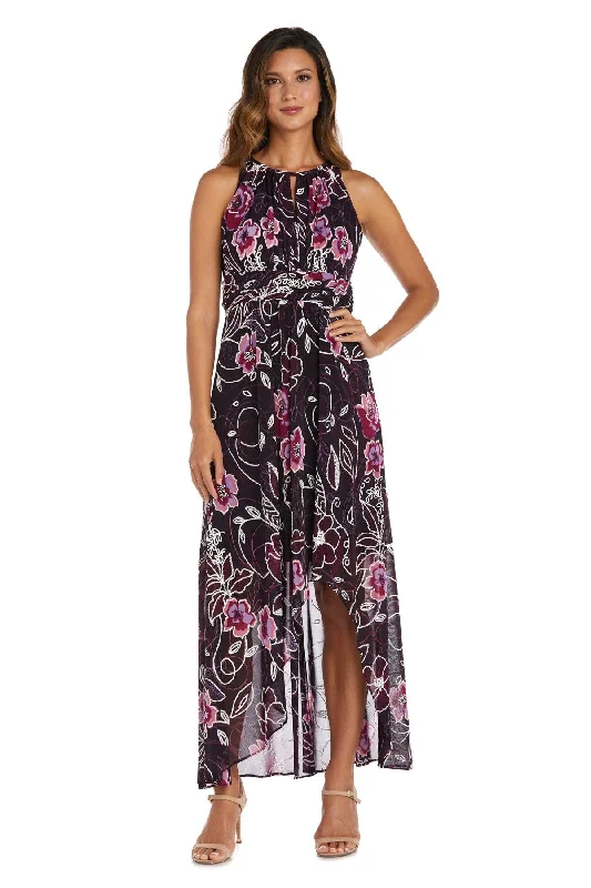 Relaxed Fashion R&M Richards 7958 High Low Formal Print Dress