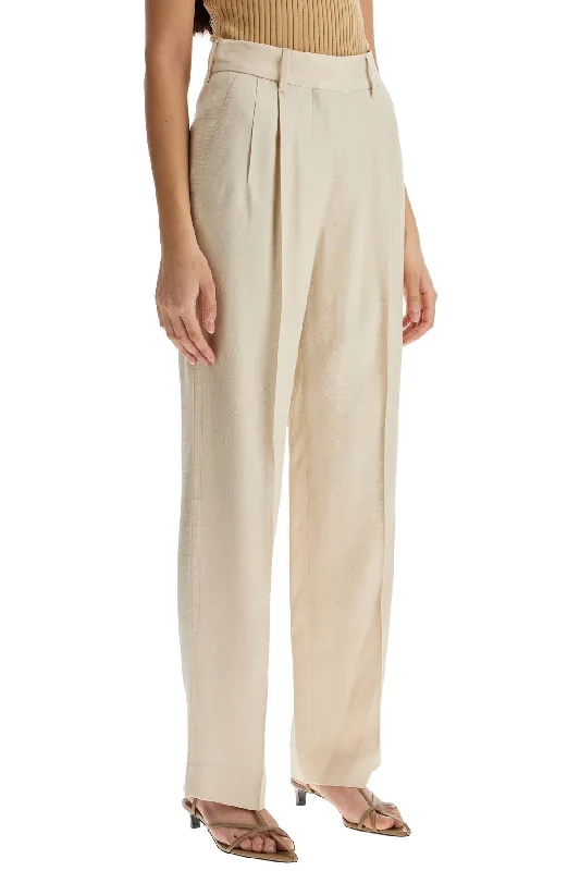 Fashion Essentials Blaze Milano Ivory Viscose Pants With Embroidered Pocket