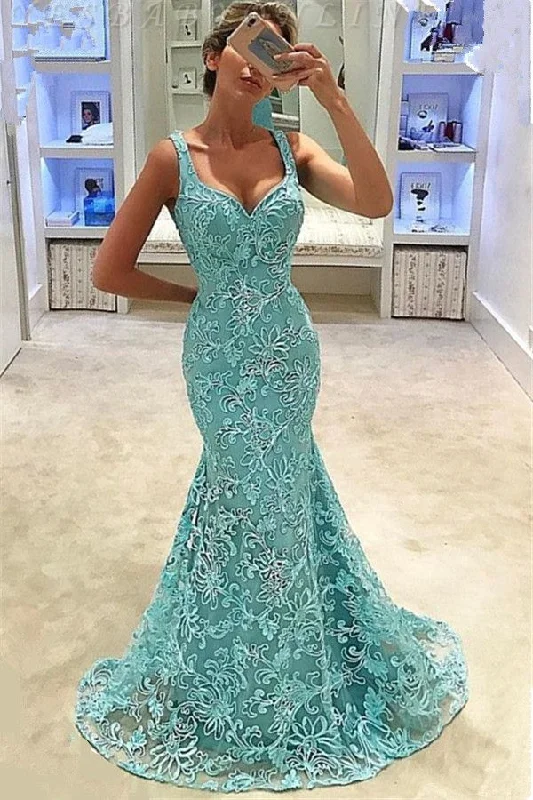 Style Breakthroughs Fashion Straps Sleeveless Appliques Mermaid Floor-Length Prom Dress gh2415