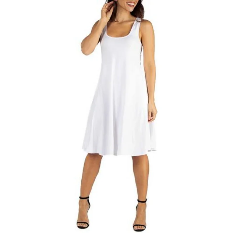 Contemporary Chic 24seven Comfort Apparel Womens Plus Knee Length Sleeveless Fit & Flare Dress