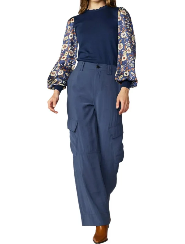 Fashion Sale Wide Leg Cargo Pants In Slate Navy