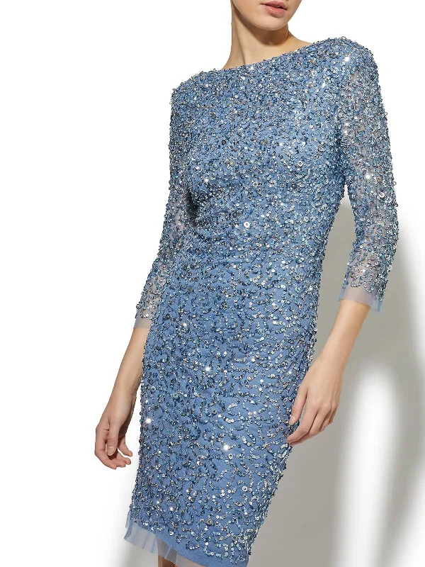 Effortless Sophistication January Sky Blue Hand Beaded Dress