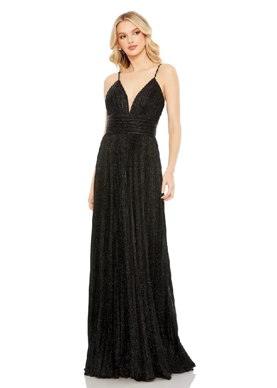 Rustic Countryside Charm Look 0 - mac duggal black metallic pleated a-line gown