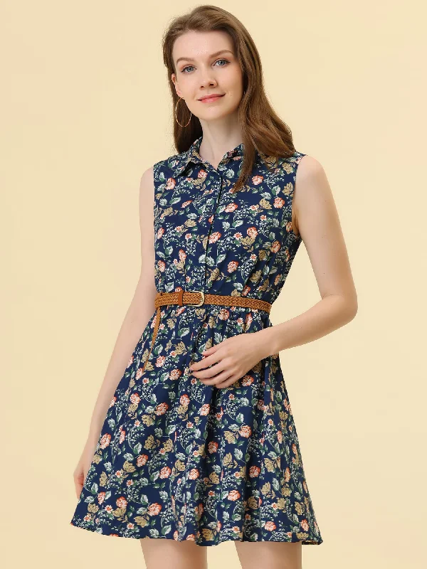 Navy Blue-Floral Print