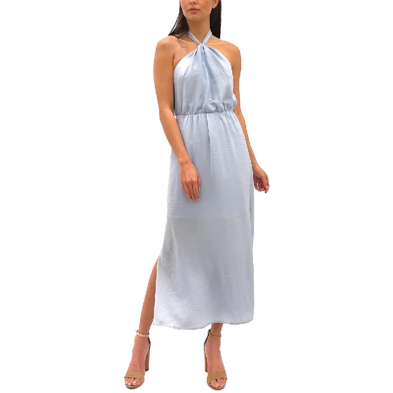 Casual Chic Sam Edelman Womens Satin Maxi Halter Dress