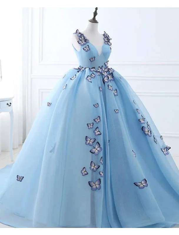 Special Offer For You Ball Gown Prom Dresses Luxurious Dress Engagement Sleeveless V Neck Tulle Pleats Appliques