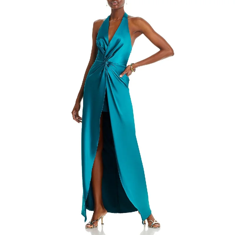 Effortless Style Yaura Womens Wunmi Satin Halter Evening Dress