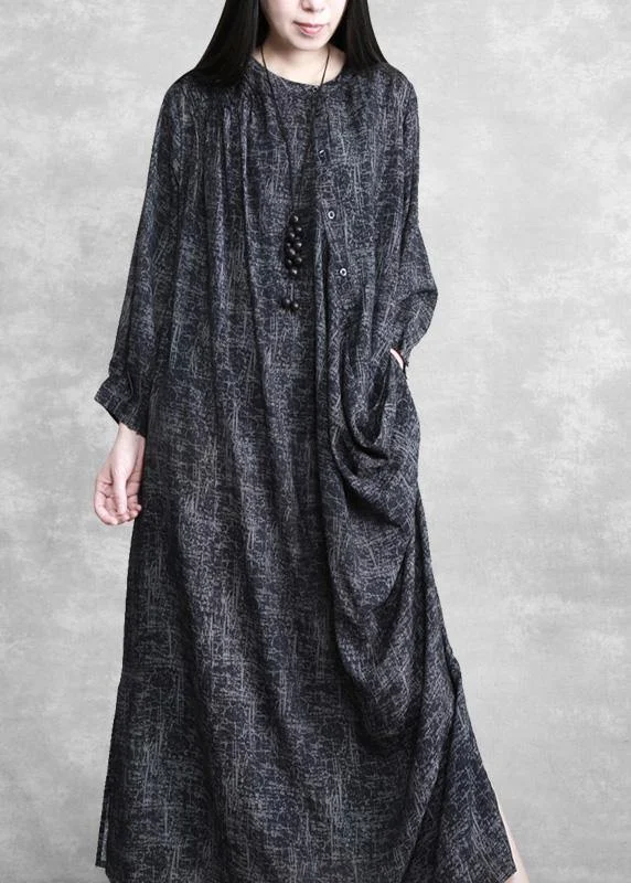 Trend Leading Collection Women Dark Gray Linen Maxi Dress Spring Outfits