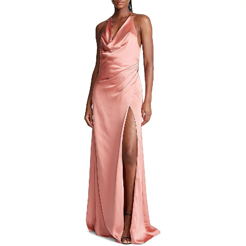 Clearance Event Halston Womens Sutton Satin Drapey Evening Dress