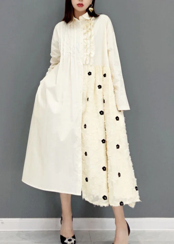 The Epitome Of Modern Women's Fashion White Maxi Dresses Peter Pan Collar Ruffled Spring