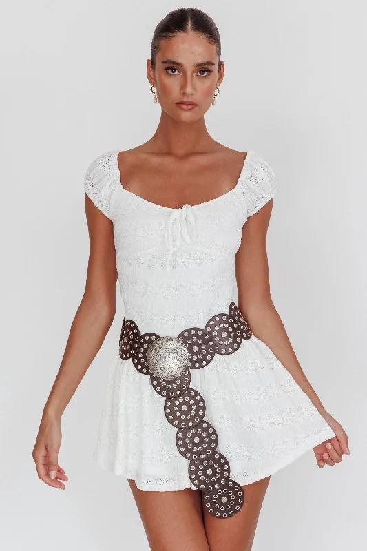 Dreamy Aesthetic Mirela Cap Sleeve Lace Mini Dress White