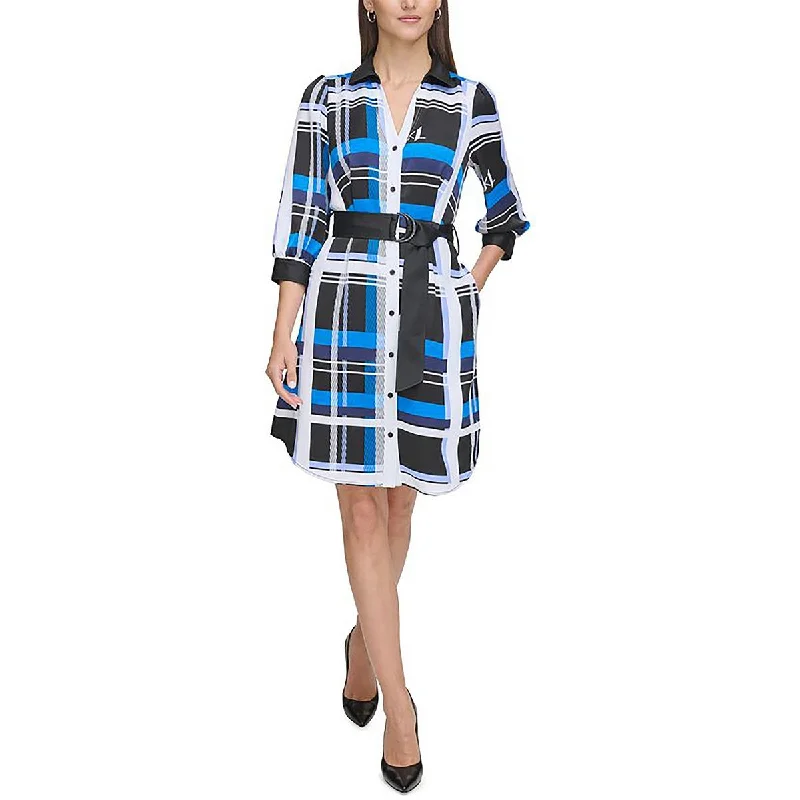 Trendsetter's Closet Karl Lagerfeld Womens Satin Belt Shirtdress