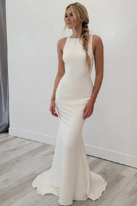 Must Haves Elegant Mermaid Scoop Neck Wedding Dresses N115