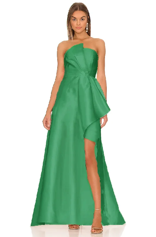 Weekend Special M - elliatt green asymmetrical raw edged gown