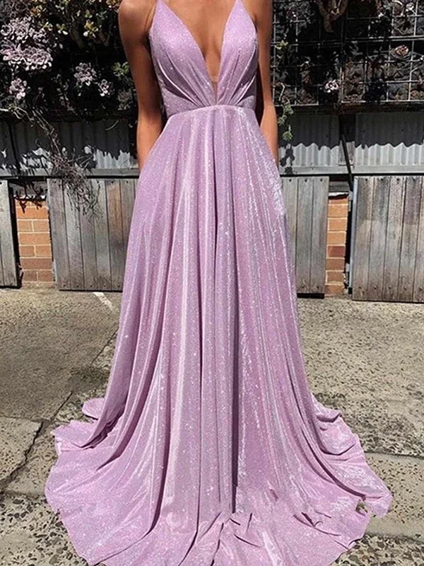 Urban Femme Streetwear A-Line/Elegant V-neck Ruffles Sleeveless Prom Dresses gh1011