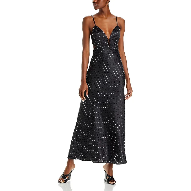 Parisian Effortless Chic Style Bardot Womens Karlotta Satin Polka Dot Slip Dress