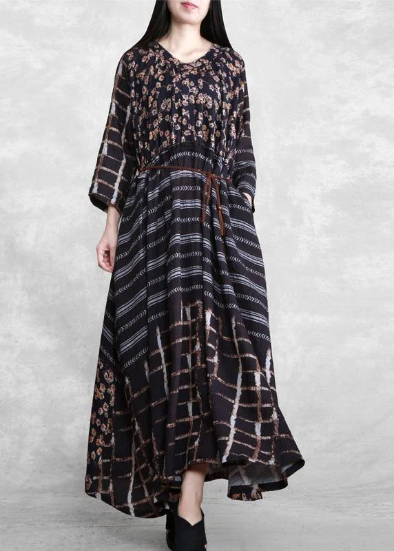 Stylish Basics Style Black Print Long Maxi Dress