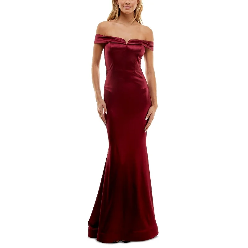 Special Offers, Don't Miss Pear Culture Womens Juniors Satin Long Evening Dress