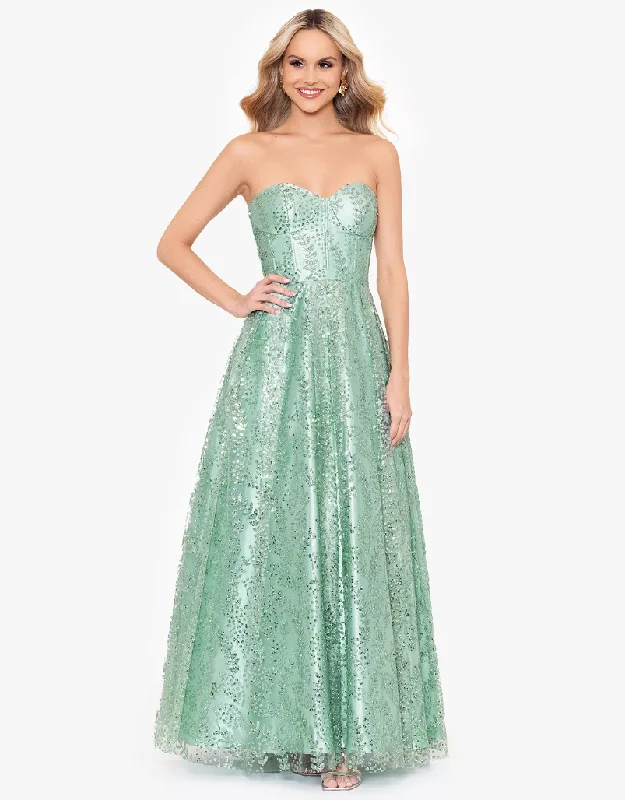 Disco - Inspired Retro Dance Look blondie nites light green glitter corset ball gown