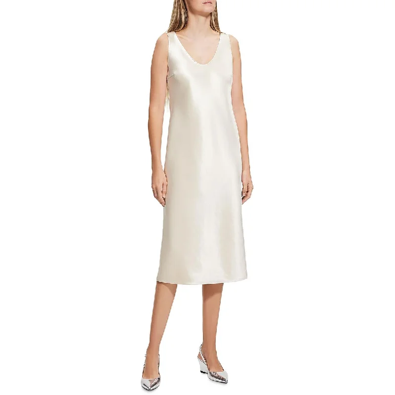 Limited Time Offer Theory Womens Satin U-Neck Shift Dress