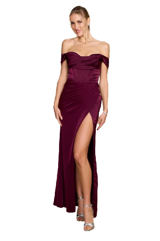 Feminine Soft - Hued Styles 12 - dylan & david burgundy off the shoulder corset gown